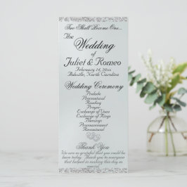 Elegantes Script & Glitzer - White Pearl Wedding Programm