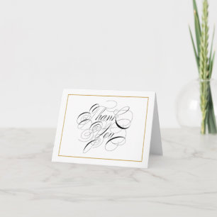 Elegantes Script Gold Border Danke Notiz Card
