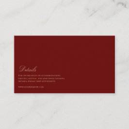 Elegantes Script, Gold & Deep Red Wedding Details Begleitkarte