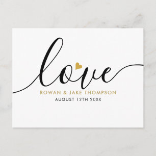 Elegantes Script Gold Heart Vielen Dank für die Mo Postkarte