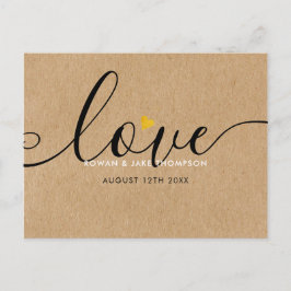Elegantes Script Gold Herz Danke Rustic Kraft Postkarte