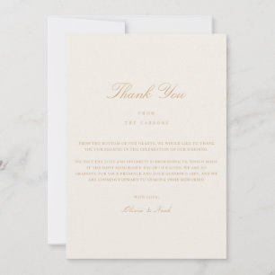 Elegantes Script Gold & Ivory Danke Karte