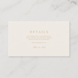 Elegantes Script, Gold und Elfenbeinheirat Details Begleitkarte