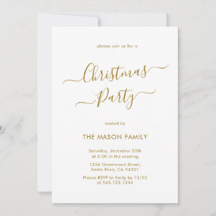 Elegantes Script Gold White Holiday Weihnachten Pa Einladung