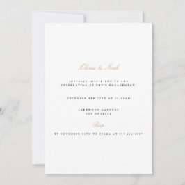 Elegantes Script, Gold & White Verlobung Einladung