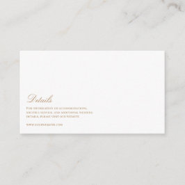 Elegantes Script, Gold & White Wedding Details Begleitkarte