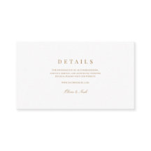 Elegantes Script, Gold & White Wedding Details