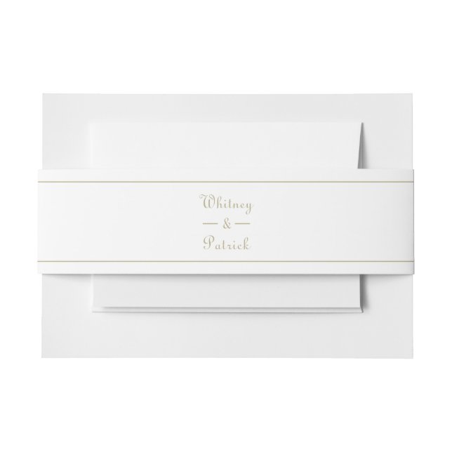 Elegantes Script, Gold & White Wedding Einladung Einladungsbanderole (Vorderseite Beispiel)