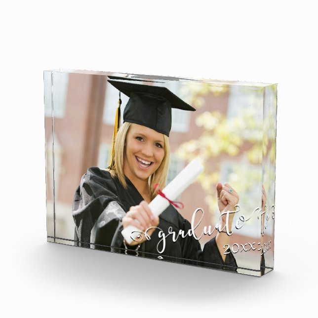 Elegantes Script Graduate 20xx Horizontal Fotoblock (Rechts)