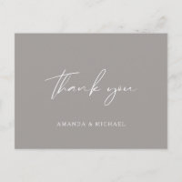 Elegantes Script Gray Monochrome Wedding Vielen Da