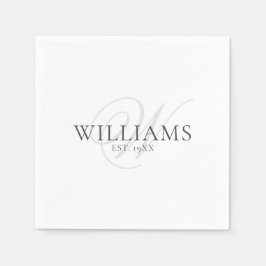 Elegantes Script Gray Monogram Family formales Abe Serviette