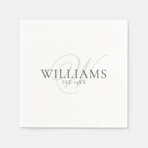 Elegantes Script Gray Monogram Family formales Abe Serviette