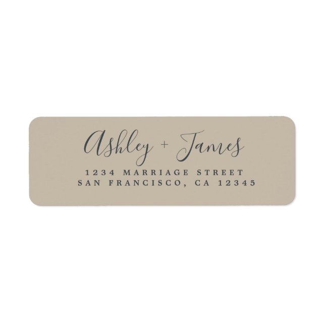 Elegantes Script Gray Wedding Return Address Label (Vorne)