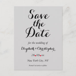 Elegantes Script Gray Wedding Save the Date Postkarte