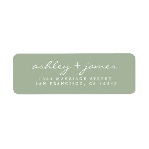 Elegantes Script Green Wedding Return Address Labe