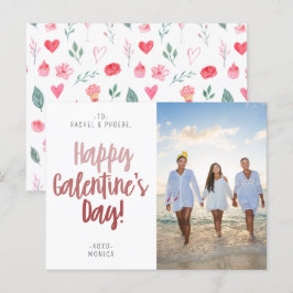 Elegantes Script Happy Galentine's Day Foto Postkarte