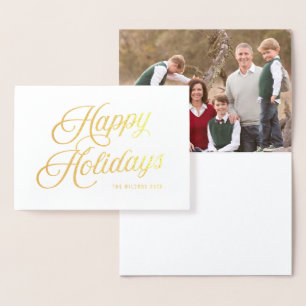 Elegantes Script Happy Holidays mit Foto Folienkarte