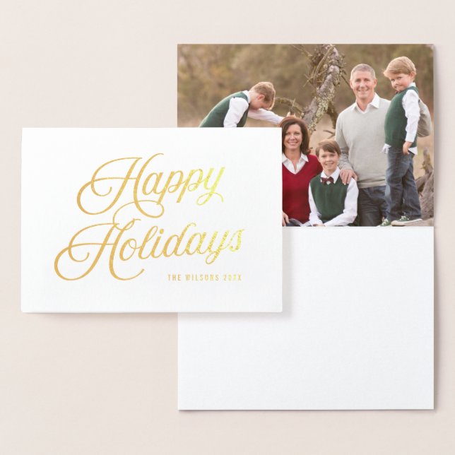 Elegantes Script Happy Holidays mit Foto Folienkarte (Anzeige)