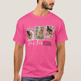 Elegantes Script Happy Osterfamilie Drei Foto T-Shirt