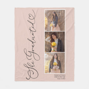 Elegantes Script Heart 3 Foto Abschluss Fleecedecke