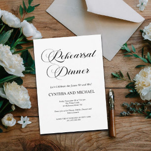 Elegantes Script Hochzeit Probe Dinner Einladung