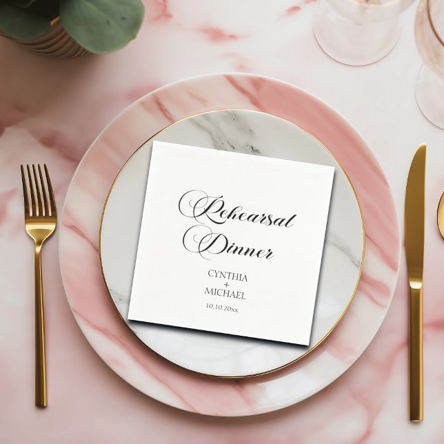 Elegantes Script Hochzeit Probe Dinner Serviette (Von Creator hochgeladen)