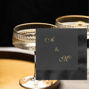Elegantes Script Hochzeitsinitials Gold geprägt Servietten Mit Folie