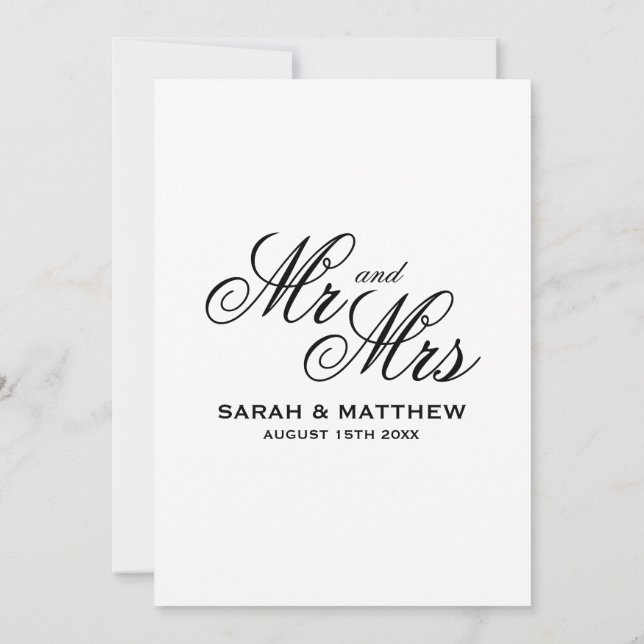 Elegantes Script Hochzeitslogo individuelle Einlad Einladung (Rückseite)