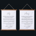 Elegantes Script-Hochzeitsszenario Wandteppich Mit Holzrahmen<br><div class="desc">Modernes und elegantes Design bedruckt Minimalistische Elegant Script Wedding Vows Anniversary Hanging Tapestry,  die mit Ihrem Text angepasst werden kann. Bitte klicken Sie auf den Button "Anpassen" und verwenden Sie unser Design-Tool,  um diese Vorlage zu ändern. Karo im Grafikdesign-Store für andere Produkte,  die diesem Design entsprechen!</div>
