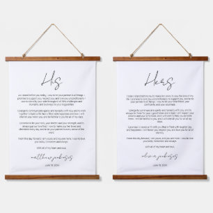 Elegantes Script-Hochzeitsszenario Wandteppich Mit Holzrahmen