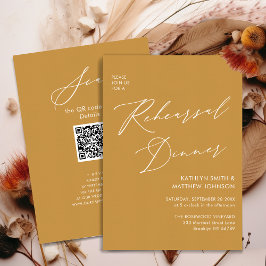 Elegantes Script Honey Gold Probe Dinner QR Einladung