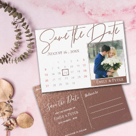 Elegantes Script Imitats Rose Gold Wedding Foto Save The Date