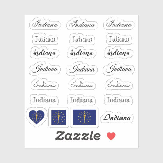 Elegantes Script Indiana & Indiana Flag /name Set Aufkleber (Blatt)
