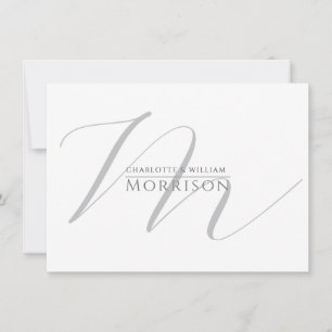 Elegantes Script Initial Couple Name Monogram Mitteilungskarte
