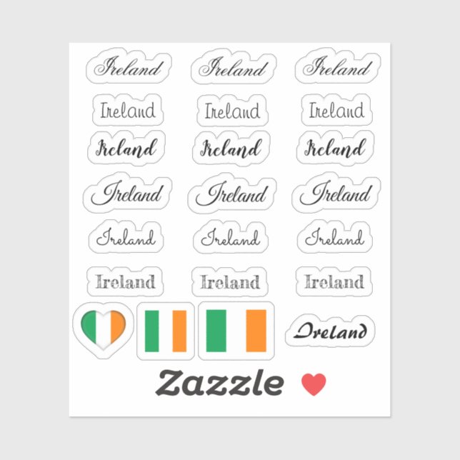 Elegantes Script Irland & Irish Flag /name Set Aufkleber (Blatt)