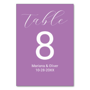 Elegantes Script Lavender Wedding Tischnummer