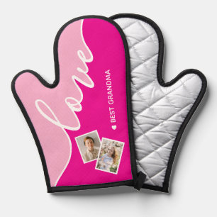 Elegantes Script-Liebe Personalisiertes Foto Ofenhandschuh