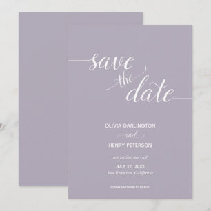 Elegantes Script Lilac Wedding Speichern Sie die D