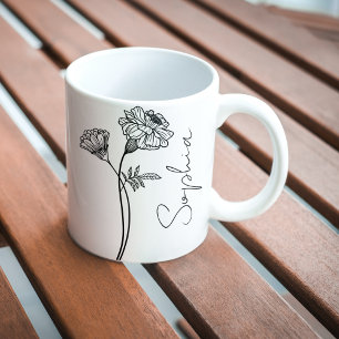 Elegantes Script Marigold Oktober Geburtsname Blum Kaffeetasse
