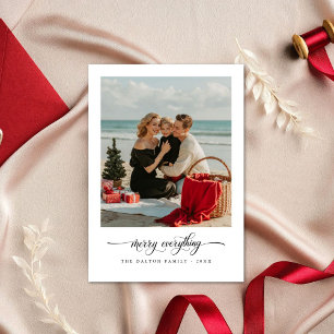 Elegantes Script Merry Everything Beach Foto Feiertagskarte