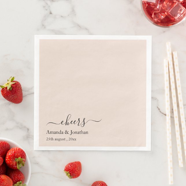 Elegantes Script Minimalistisch Cheers Wedding Serviette (Beispiel)