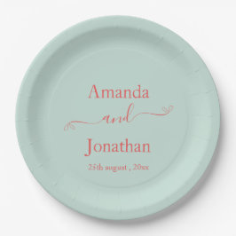 Elegantes Script Minimalistisch Hochzeitspapier Ab Pappteller