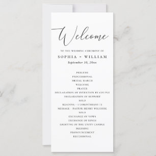 Elegantes Script Minimalistisch Hochzeitsprogramm