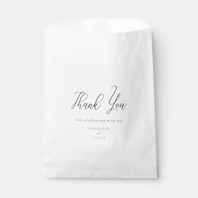 Elegantes Script Minimalistisch Wedding Geschenktütchen (Vorderseite)