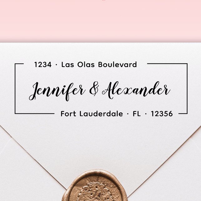 Elegantes Script Moderne Hochzeitsstiftung Selbstv Permastempel (Von Creator hochgeladen)