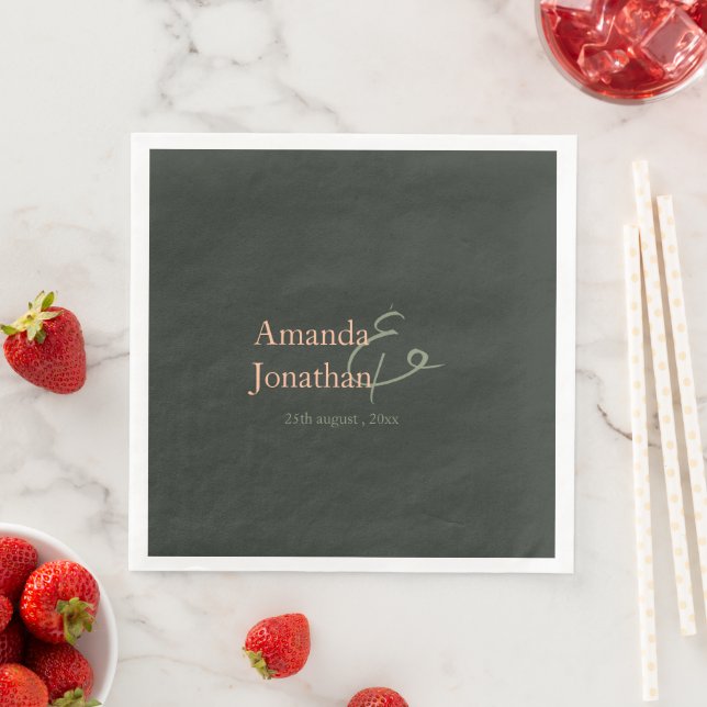 Elegantes Script Moderne Minimalistische Hochzeit Serviette (Beispiel)