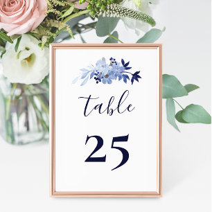 Elegantes Script Moderne Navy Minimalistische Hoch Tischnummer
