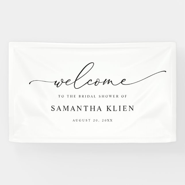 Elegantes Script Modernes Brautparty Begrüßungsban Banner (Horizontal)