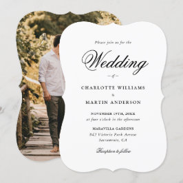 Elegantes Script Modernes Foto Hochzeit Einladung
