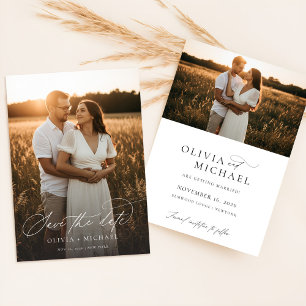 Elegantes Script Modernes Hochzeitsszenario-Foto Save The Date
